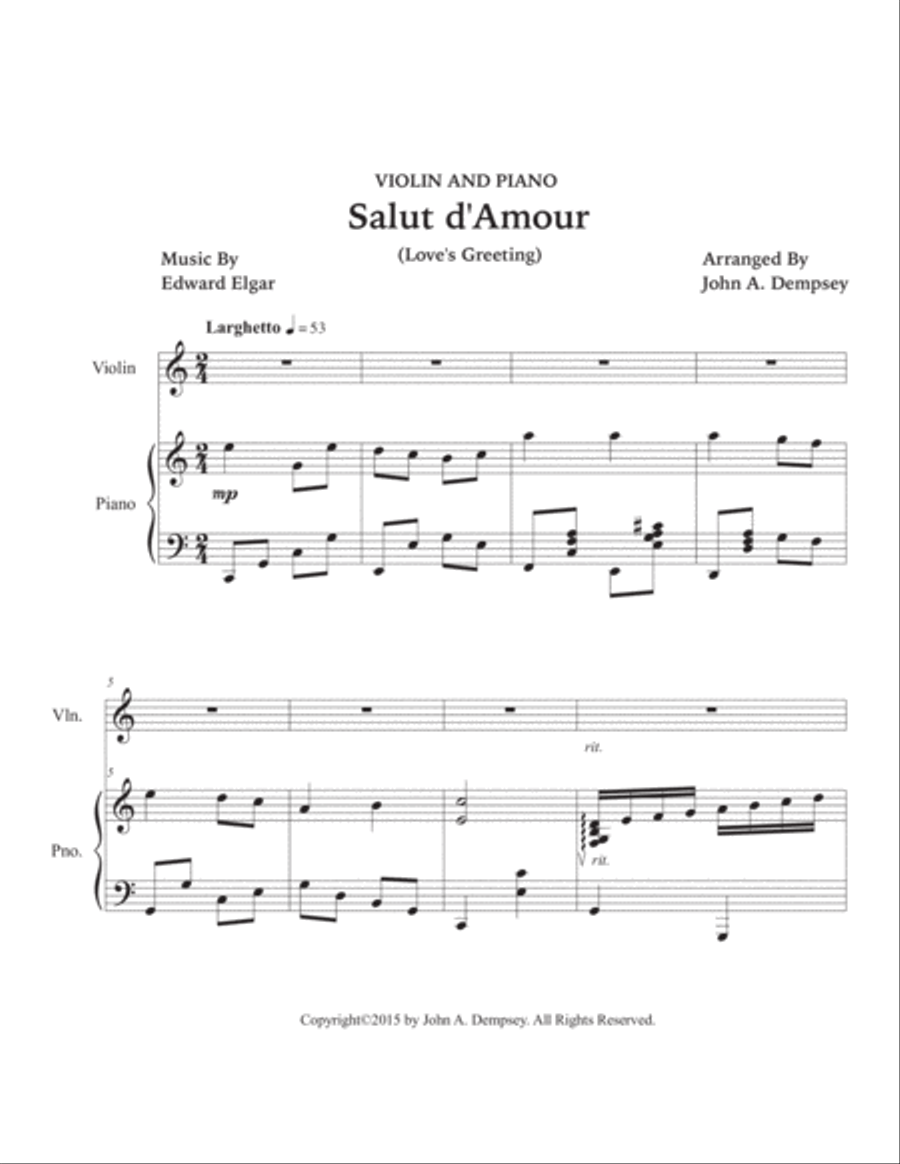 Salut d'Amour (Love's Greeting): Violin and Piano Violin Solo scores gallery preview page 5
