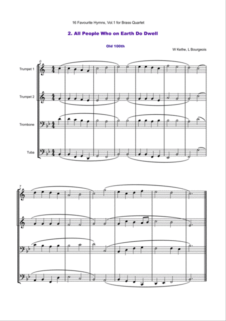 16 Favourite Hymns Vol.1 for Brass Quartet Brass Quartet scores gallery preview page 4