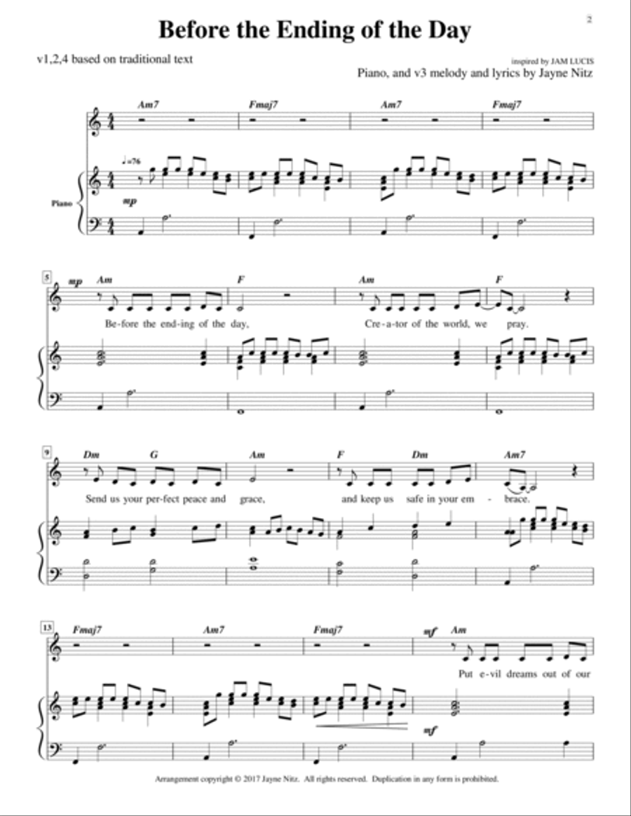 Before the Ending of the Day (JAM LUCIS) Voice scores gallery preview page 2