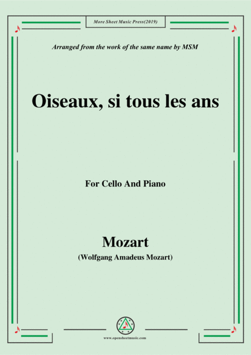 Mozart-Oiseaux,si tous les ans,for Cello and Piano image number null