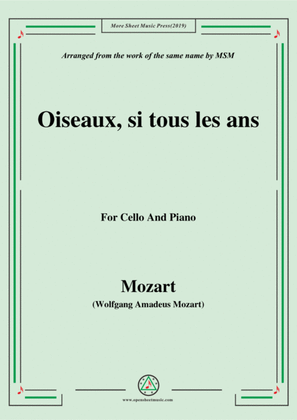 Mozart-Oiseaux,si tous les ans,for Cello and Piano