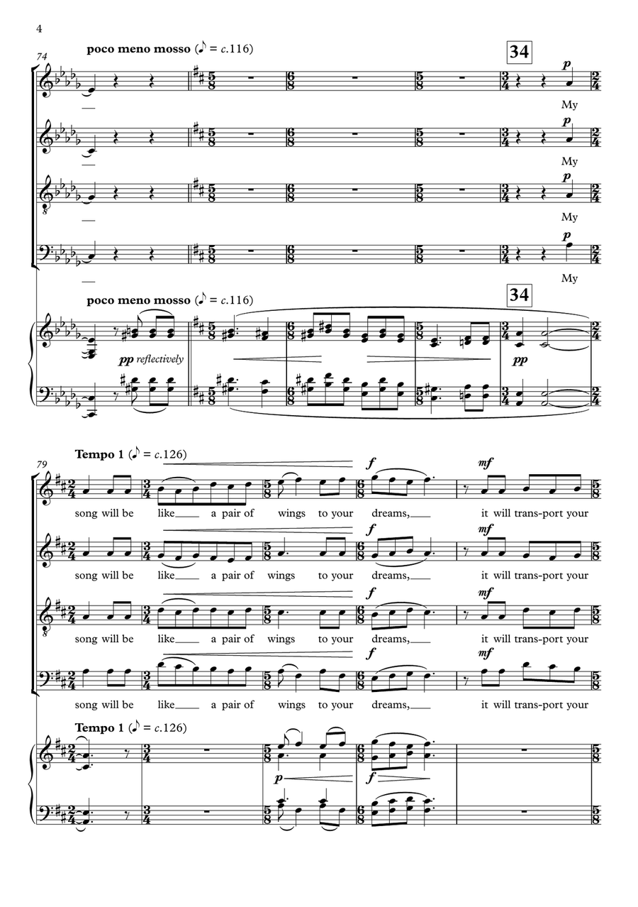 My Song (This Song of Mine) for SATB and piano 4-Part scores gallery preview page 4