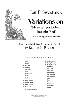 Variations on "Mein junges Leben hat ein End" for Concert Band (Full Score ONLY)