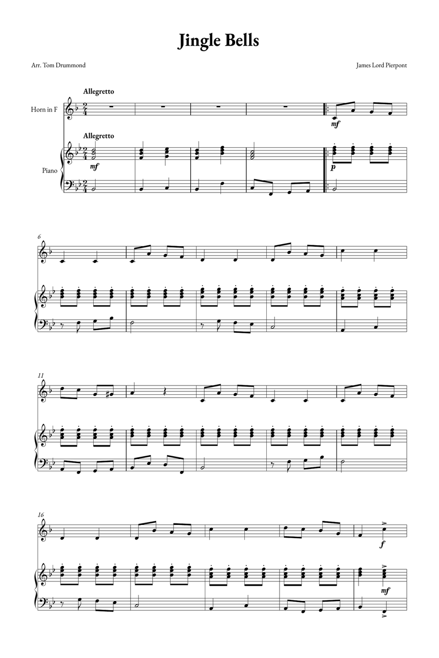 Jingle Bells Horn scores gallery preview page 1