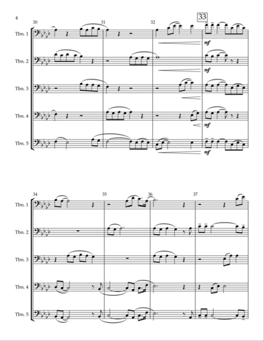 Shenandoah for Trombone Choir Euphonium scores gallery preview page 4