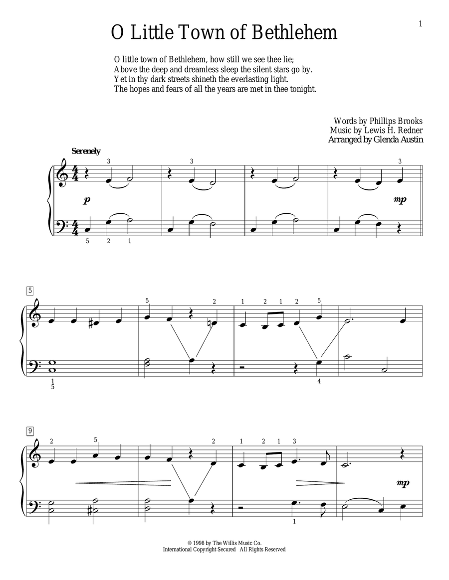 O Little Town Of Bethlehem Piano Method scores gallery preview page 1