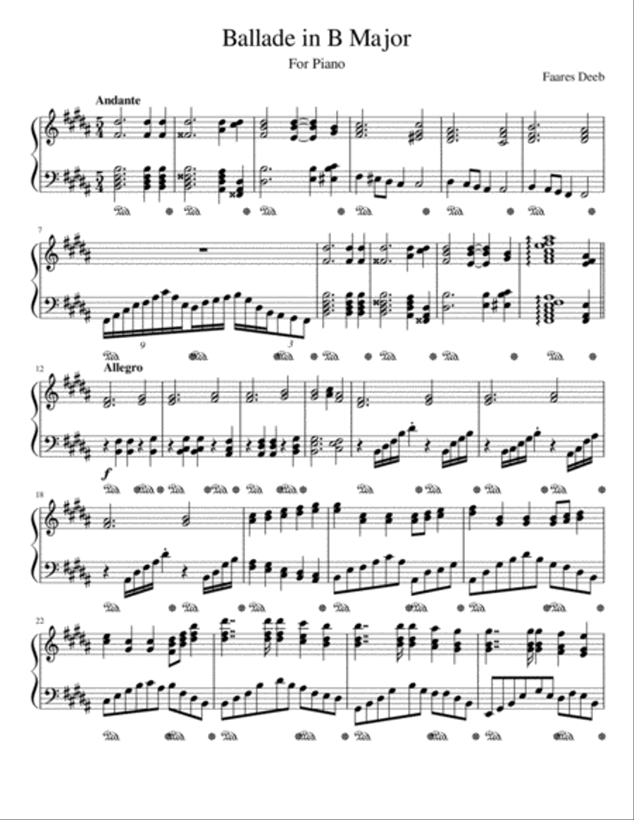 Ballade in B Major Ballade in B Major Piano Solo scores gallery preview page 1
