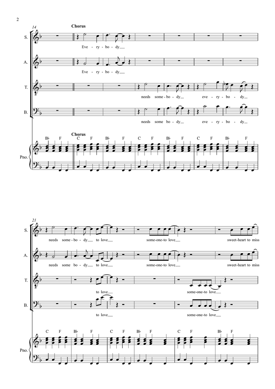 Everybody Needs Somebody To Love 4-Part scores gallery preview page 2