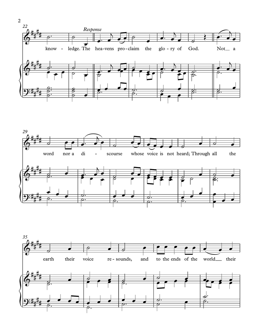 Psalm 19 The Heavens Proclaim the Glory of God Unison Choir scores gallery preview page 2