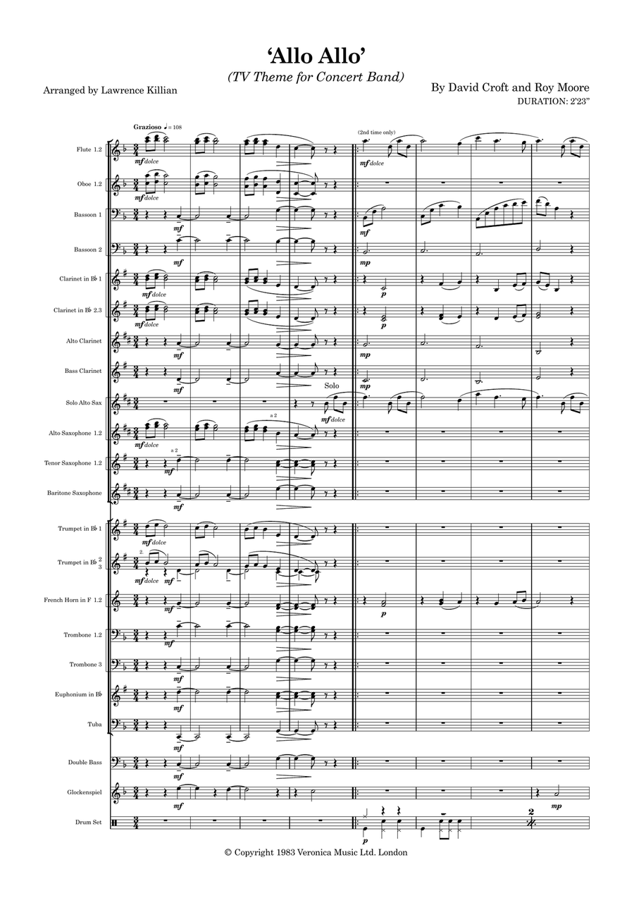 'allo 'allo Concert Band scores gallery preview page 1