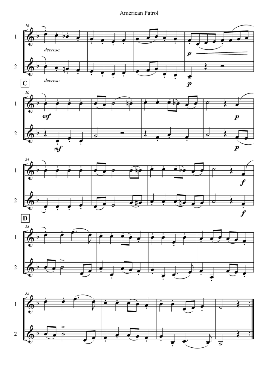 American Patrol Trumpet Duet scores gallery preview page 2