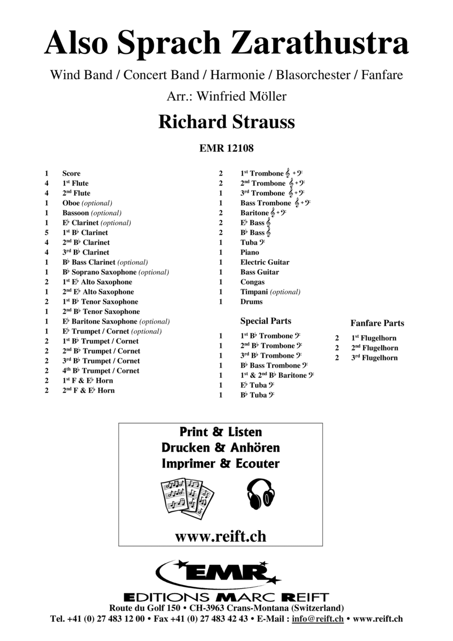 Also Sprach Zarathustra Also Sprach Zarathustra Concert Band scores gallery preview page 1