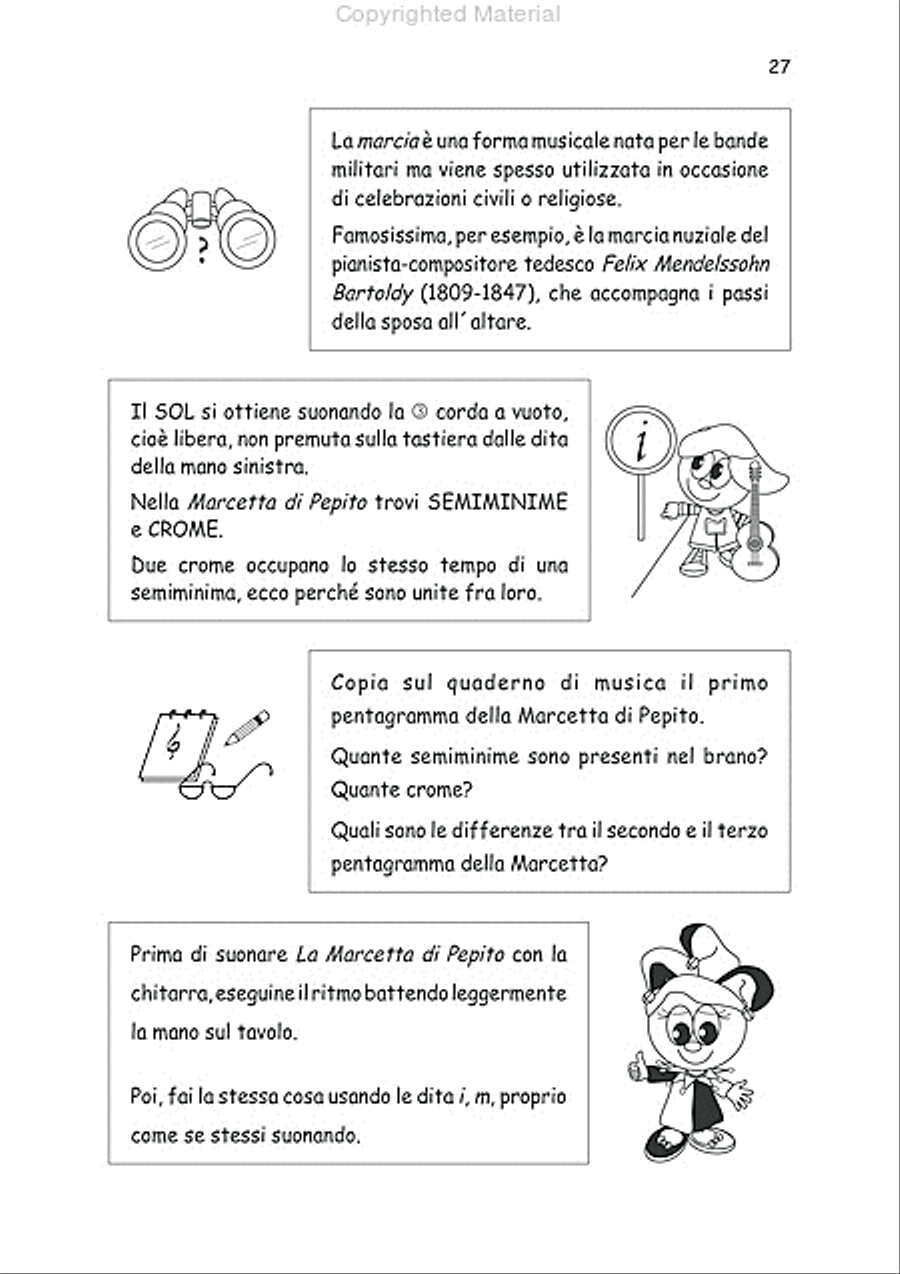 La chitarra di Dulcita e Pepito (Livello 1). Metodo progressivo per lo studio della chitarra classica con musiche, letture, curiosità, informazioni e tanti disegni da colorare Acoustic Guitar scores gallery preview page 5
