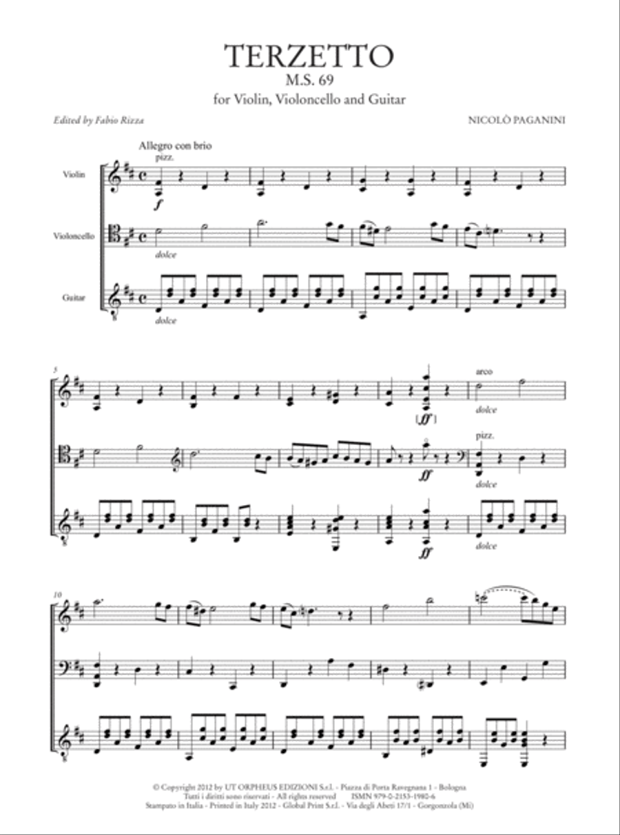 Terzetto M.S. 69 for Violin, Violoncello and Guitar String Orchestra scores gallery preview page 2