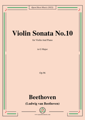 Book cover for Beethoven-Violin Sonata No.10 in G Major,Op.96,for Violin and Piano