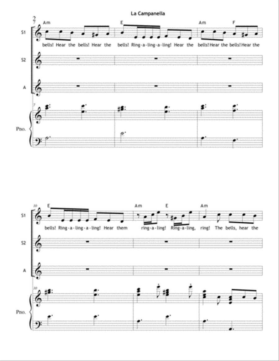 La Campanella (Based on Franz Liszt's "La Campanella") SSA image number null