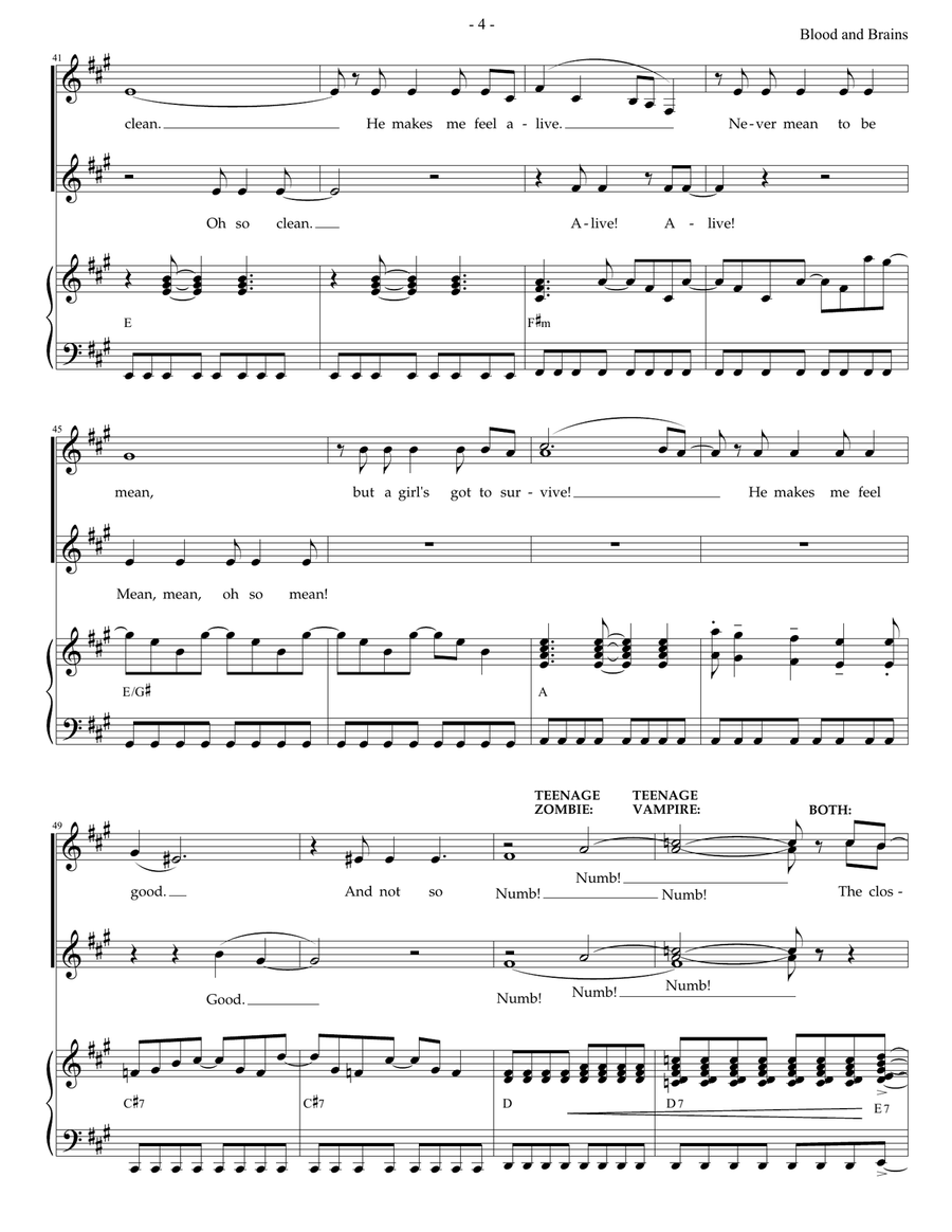 Blood And Brains (from Monstersongs) Voice scores gallery preview page 4