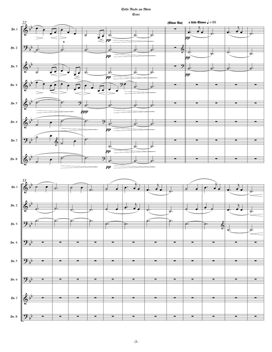 Stille Nacht am Rhein fur 8 Horner Horn scores gallery preview page 3