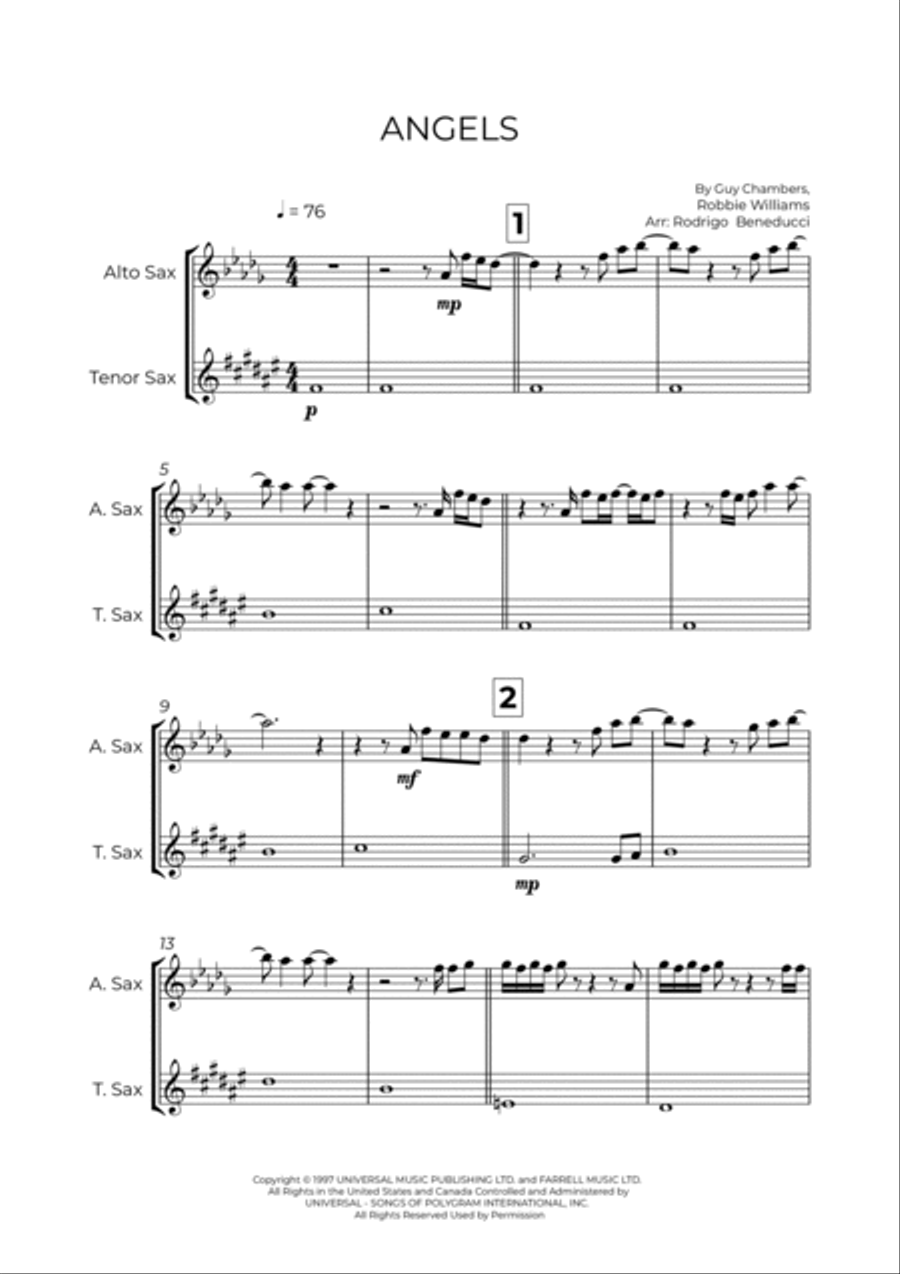 Angels Tenor Saxophone scores gallery preview page 2