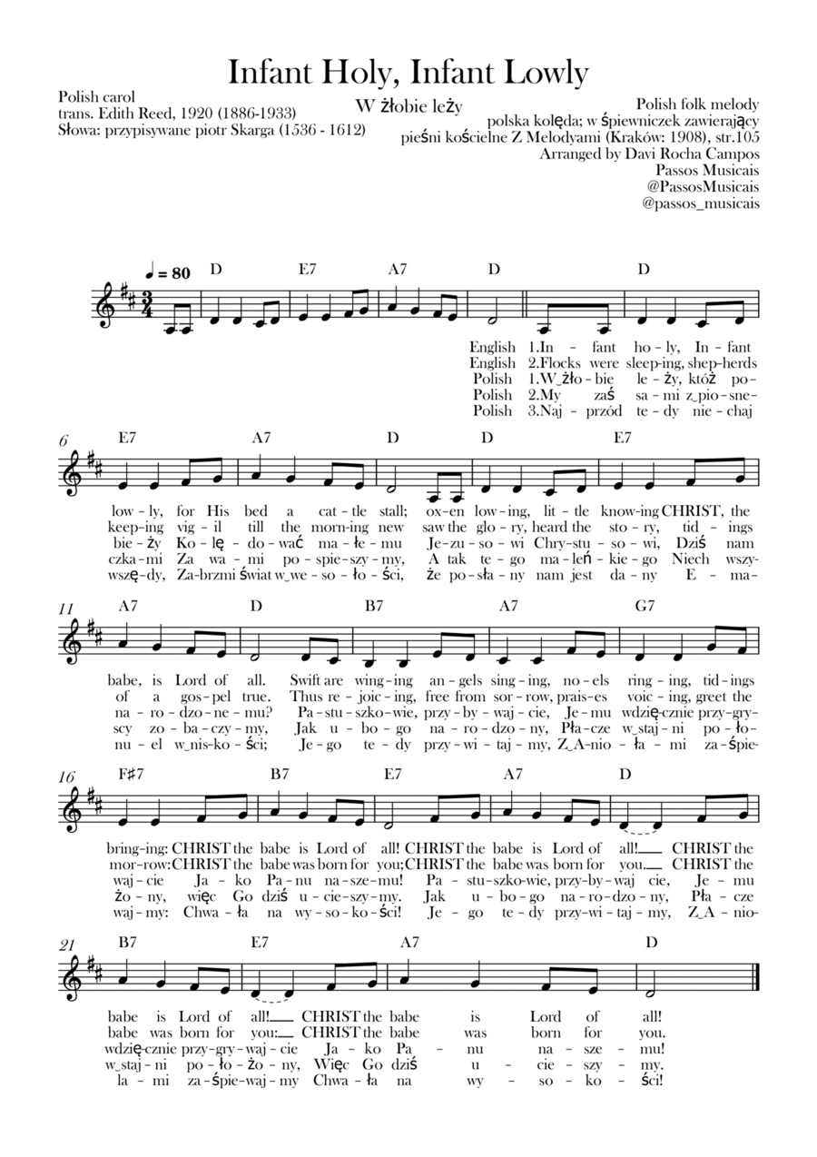 Infant Holy, Infant Lowly (W żłobie leży) Piano scores gallery preview page 1