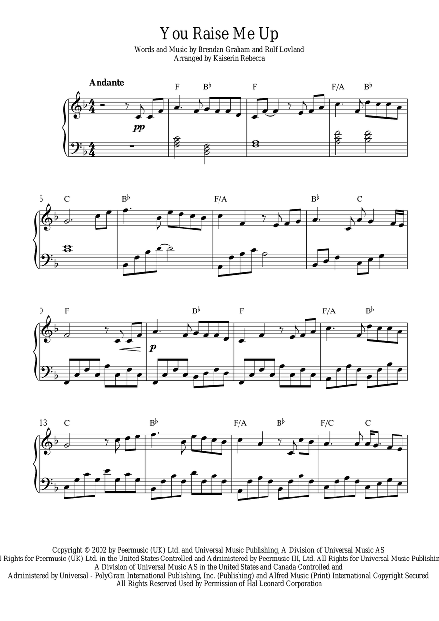 You Raise Me Up Piano Method scores gallery preview page 1