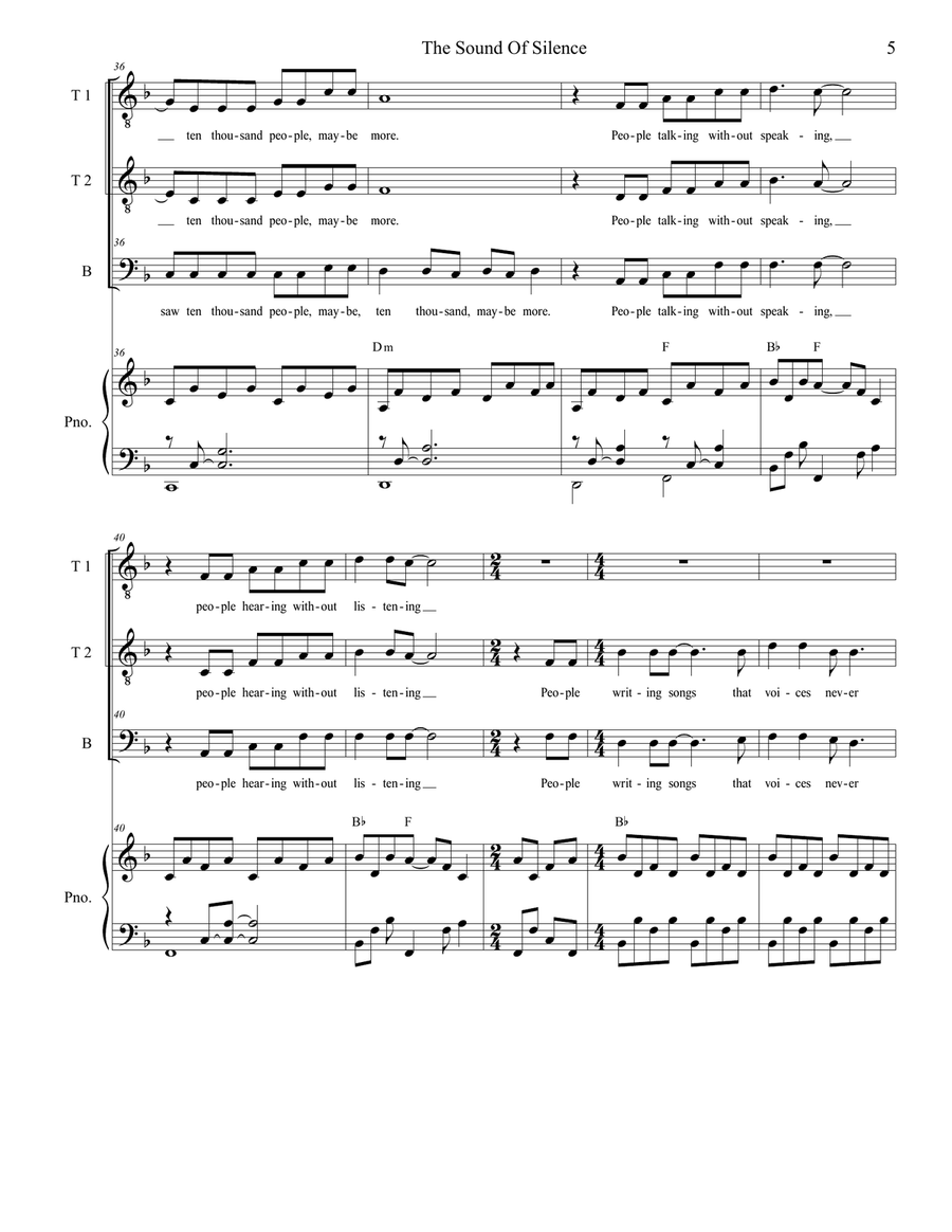 The Sound Of Silence Piano, Vocal scores gallery preview page 5