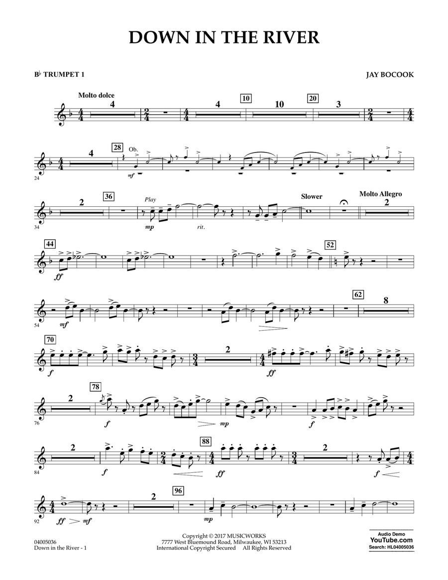 Down in the River - Bb Trumpet 1 Concert Band scores gallery preview page 1