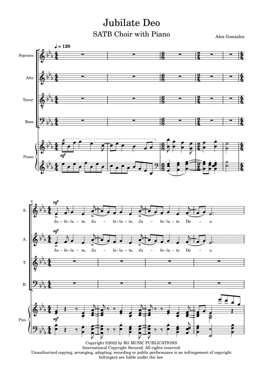 Jubilate Deo 4-Part scores gallery preview page 1