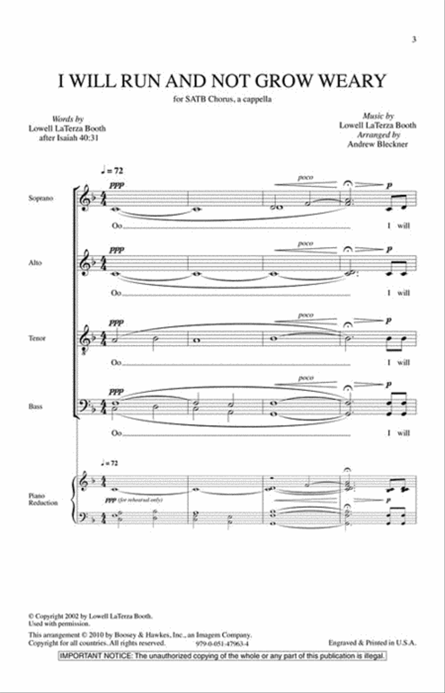I Will Run and Not Grow Weary 4-Part scores gallery preview page 2