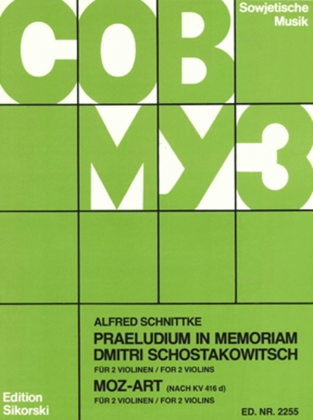 Book cover for Praeludium In Memoriam Of Schostakovich / Moz-art For 2 Violins