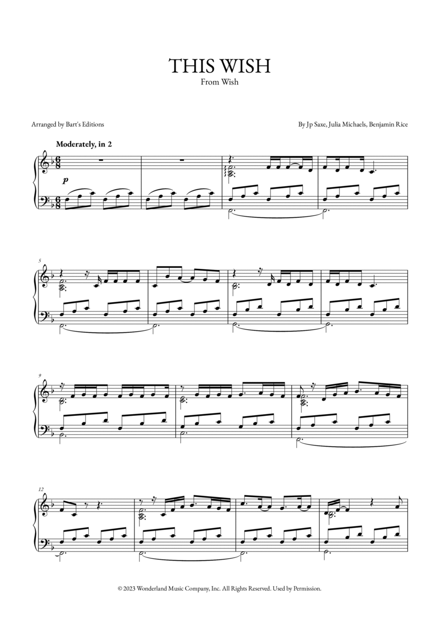 This Wish Piano Solo scores gallery preview page 1