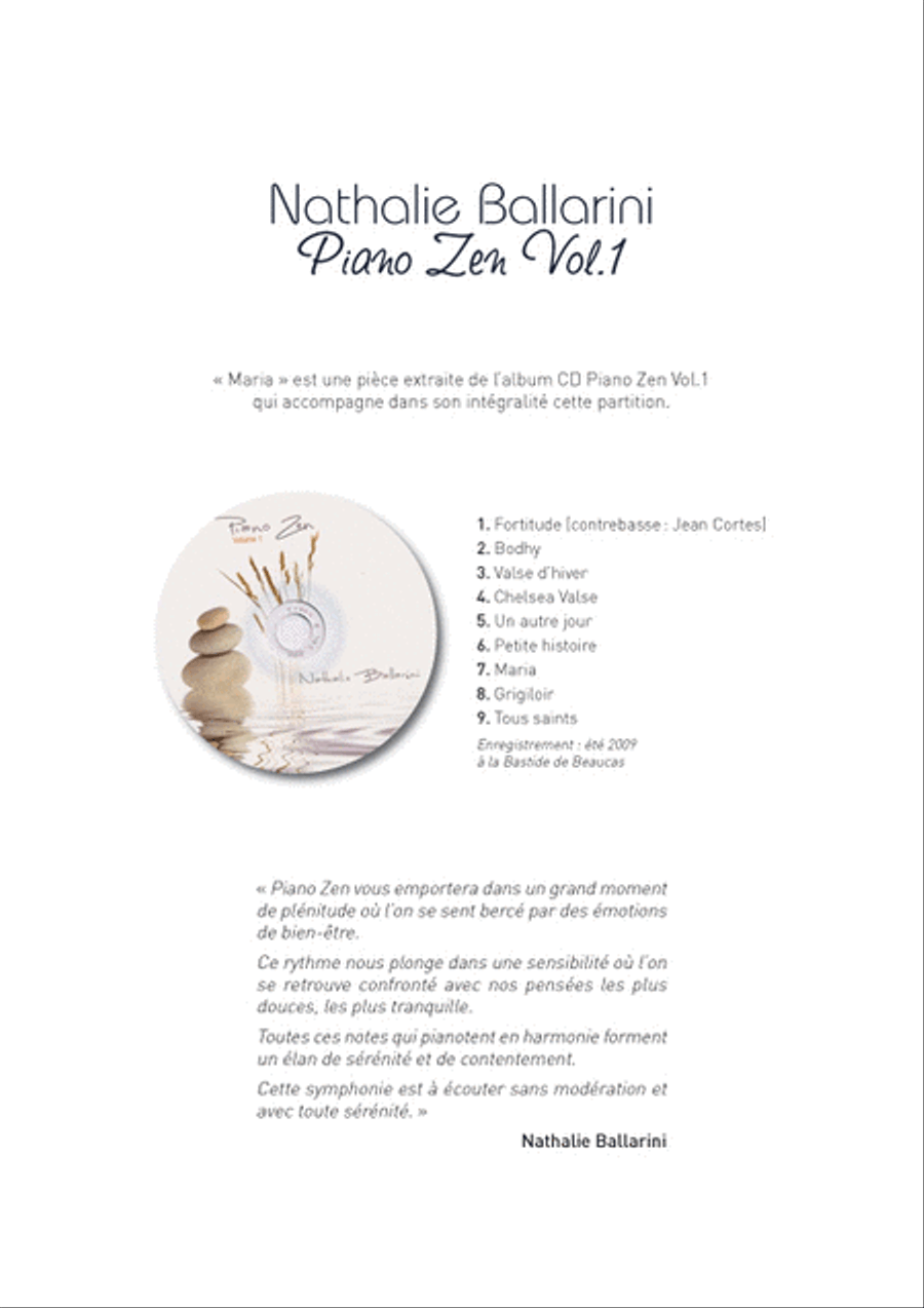 Maria + Album `Piano Zen Vol.1` Inclus Piano Solo scores gallery preview page 2