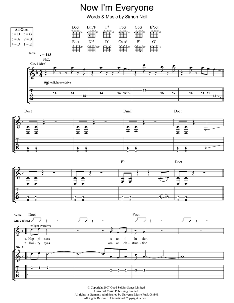 Now I'm Everyone Guitar Tablature scores gallery preview page 1