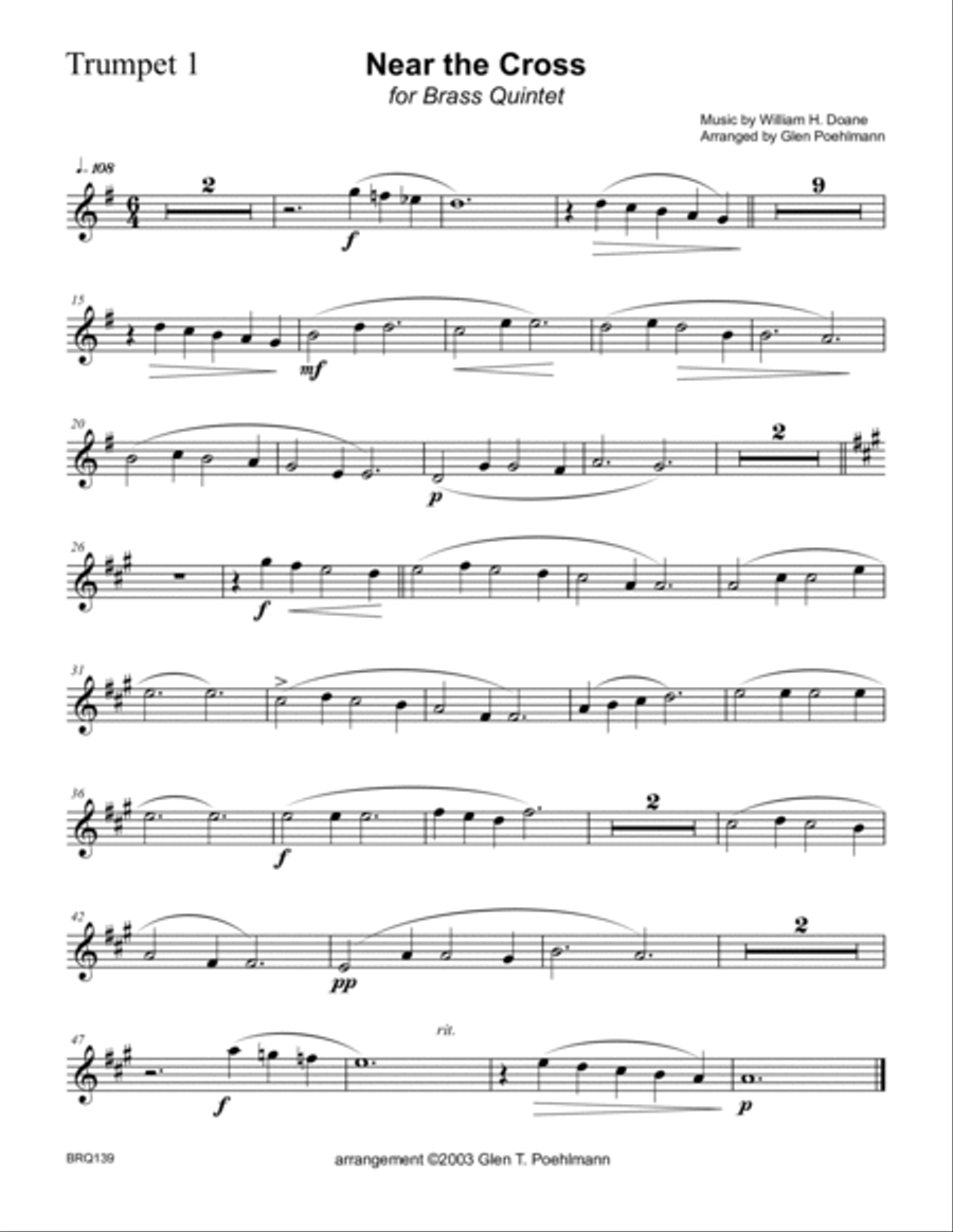 NEAR THE CROSS - BRASS QUINTET (unaccompanied) Brass Quintet scores gallery preview page 4