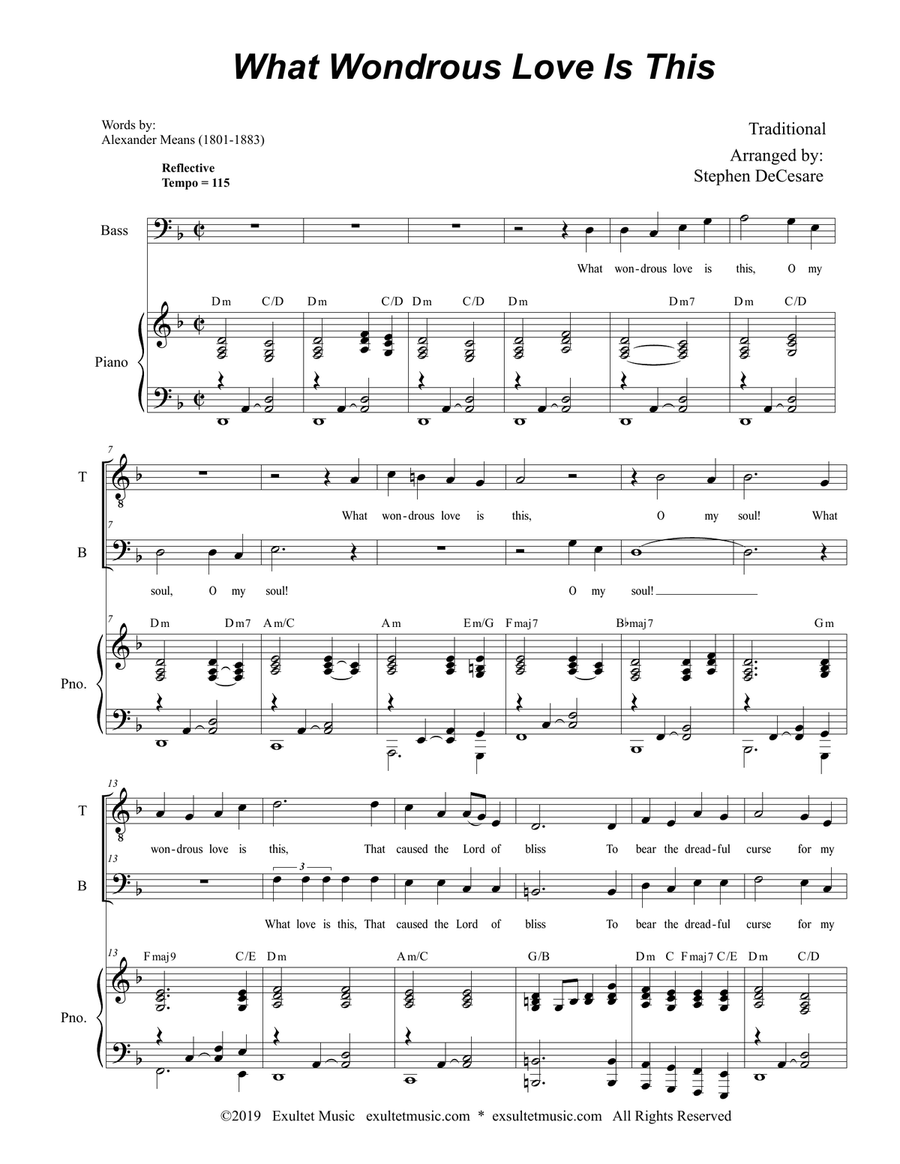 What Wondrous Love Is This (Duet for Tenor and Bass Solo) Tenor Voice scores gallery preview page 1