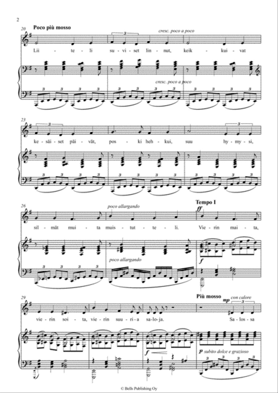 Tuijotin tulehen kauan, Op. 2 No. 2 (E minor) Voice Solo scores gallery preview page 2