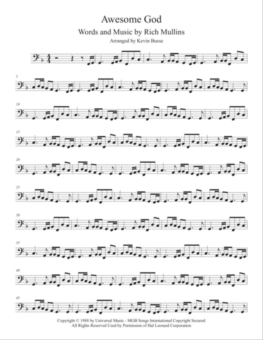 Awesome God Cello Solo scores gallery preview page 1