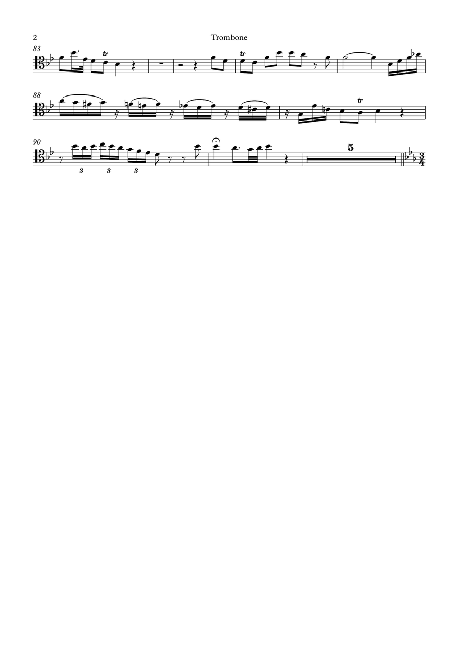 (Alto) Trombone Concerto in B♭ - solo part in tenor clef Trombone Solo scores gallery preview page 2