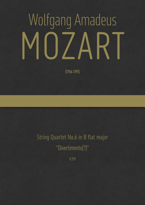 Book cover for Mozart - String Quartet No.6 in B flat major, K.159