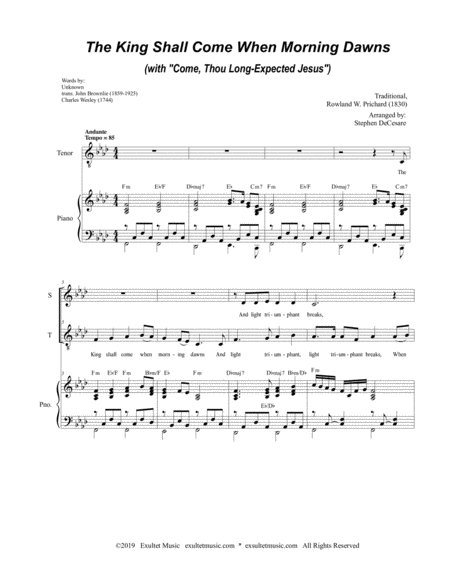 The King Shall Come (with "Come, Thou Long-Expected Jesus") (2-part choir - (Soprano and Tenor) image number null