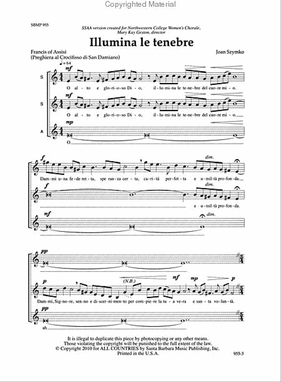 Illumina le tenebre - SSAA Octavo SSAA scores gallery preview page 2