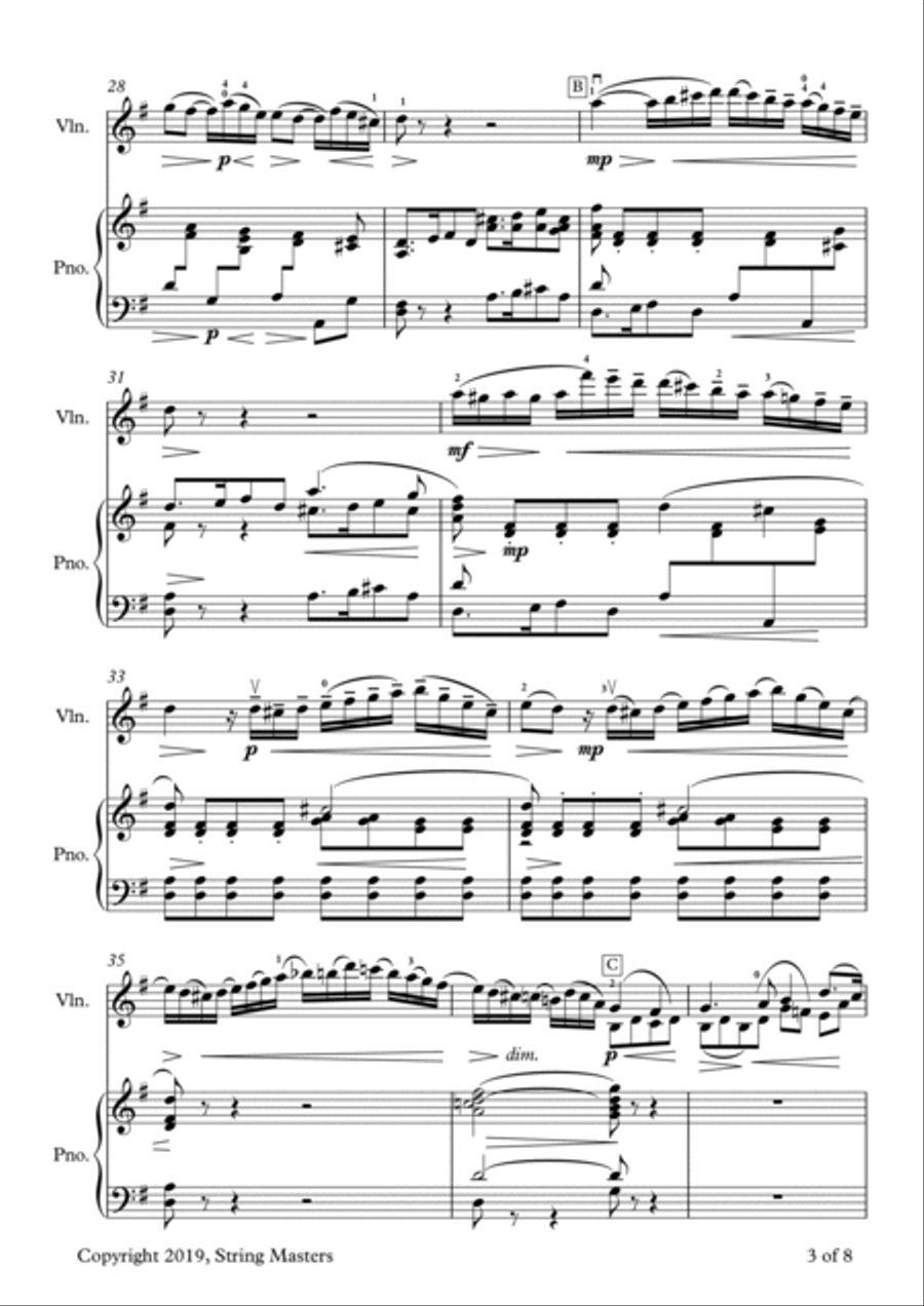 Beethoven, Two Romances Op. 40, Violin and Piano Violin scores gallery preview page 3