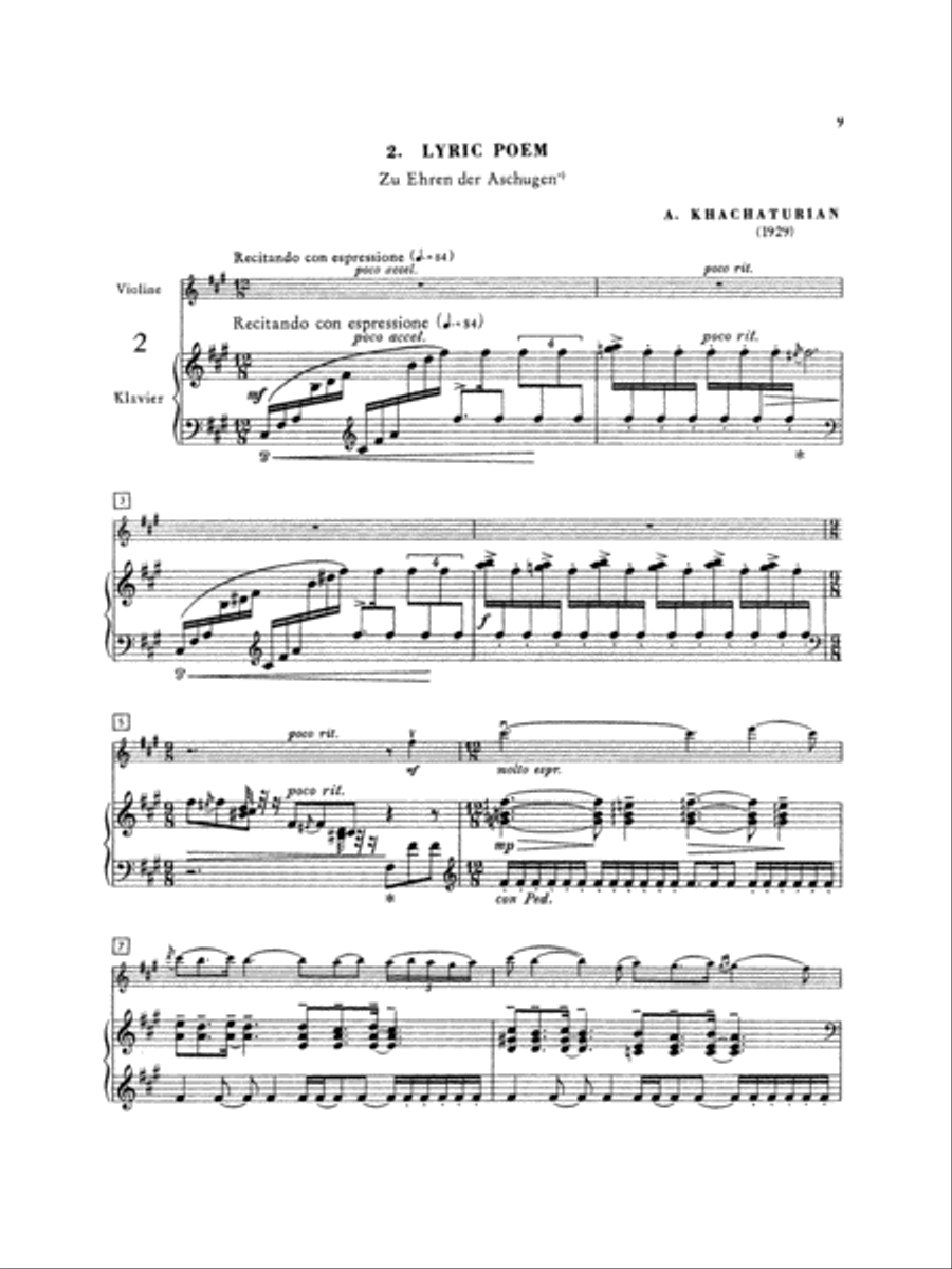 Khachaturian: Two Pieces Piano scores gallery preview page 1
