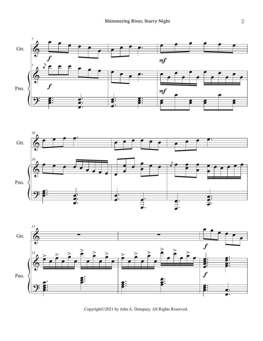 Shimmering River, Starry Night (Guitar and Piano) Acoustic Guitar scores gallery preview page 6
