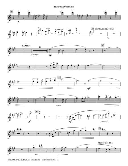 Dreamgirls (Choral Medley) - Tenor Sax