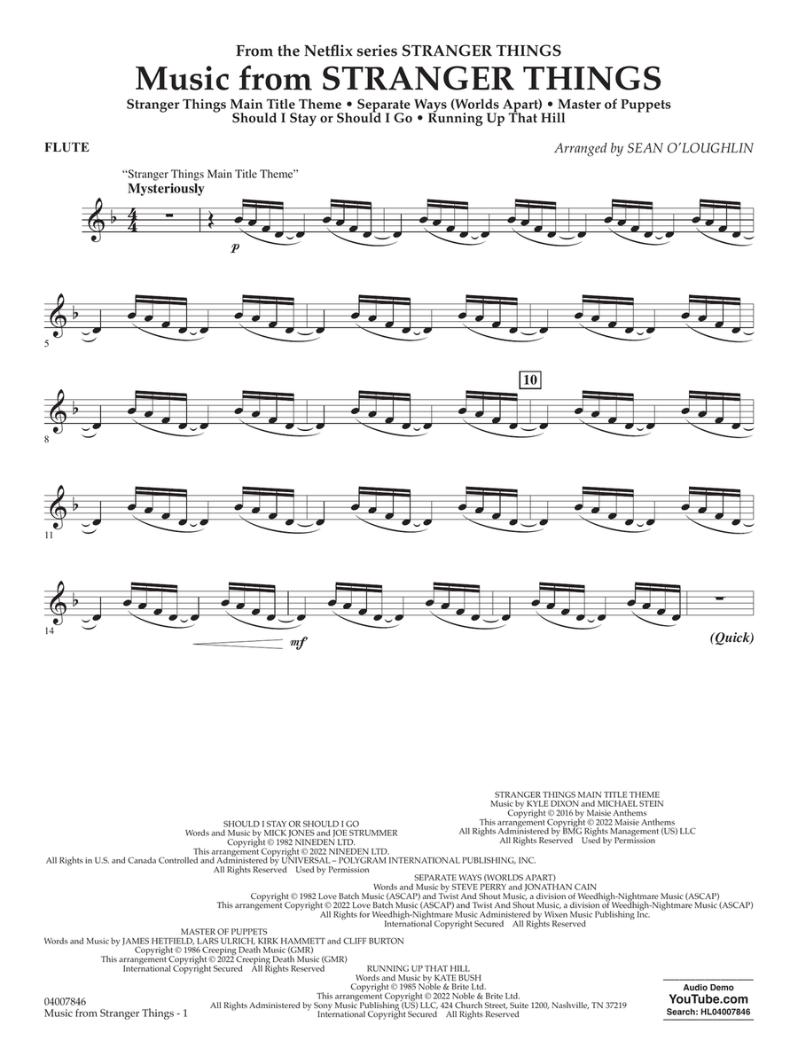Music from Stranger Things - Flute Concert Band scores gallery preview page 1