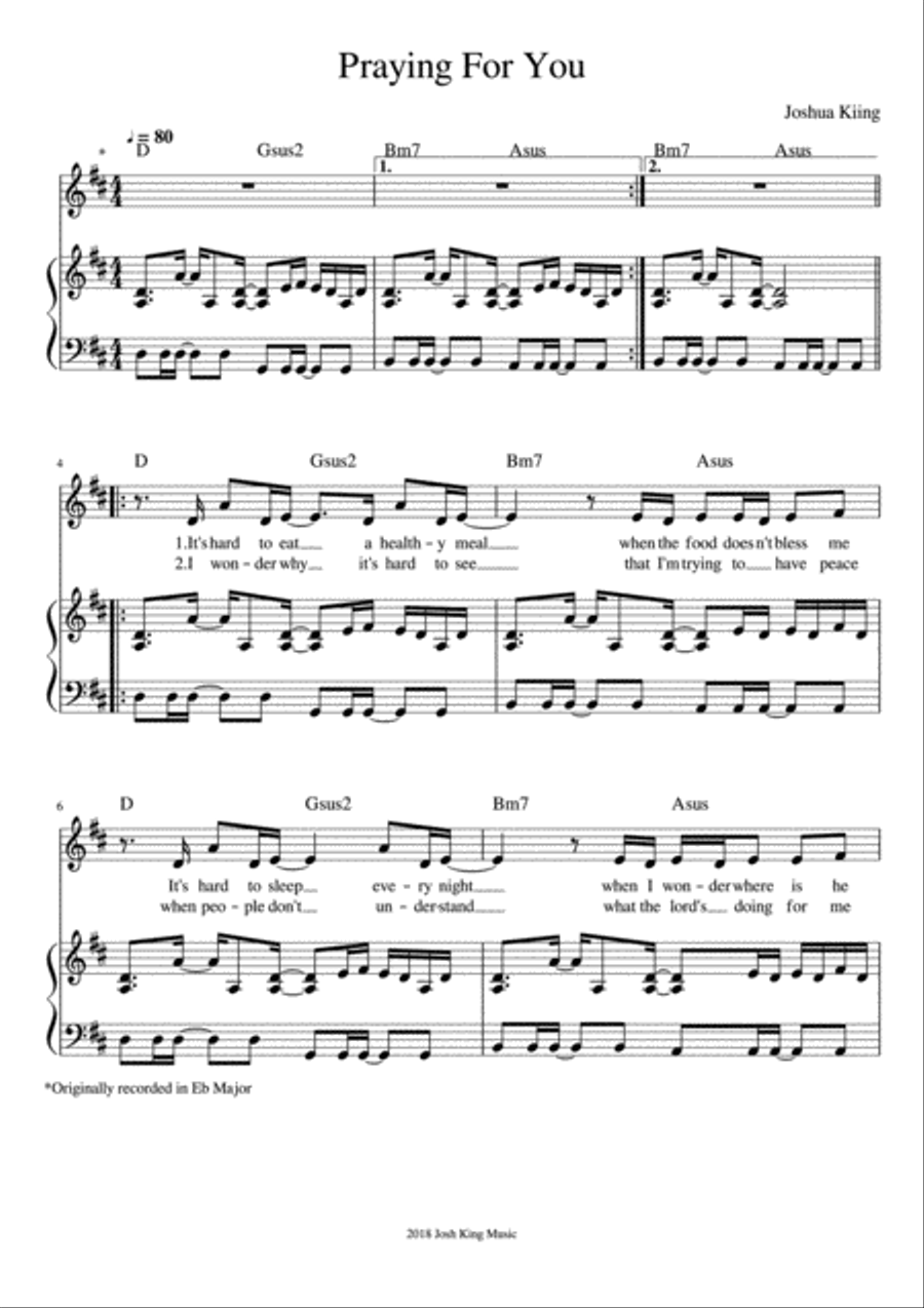 Praying For You Praying For You Voice scores gallery preview page 1