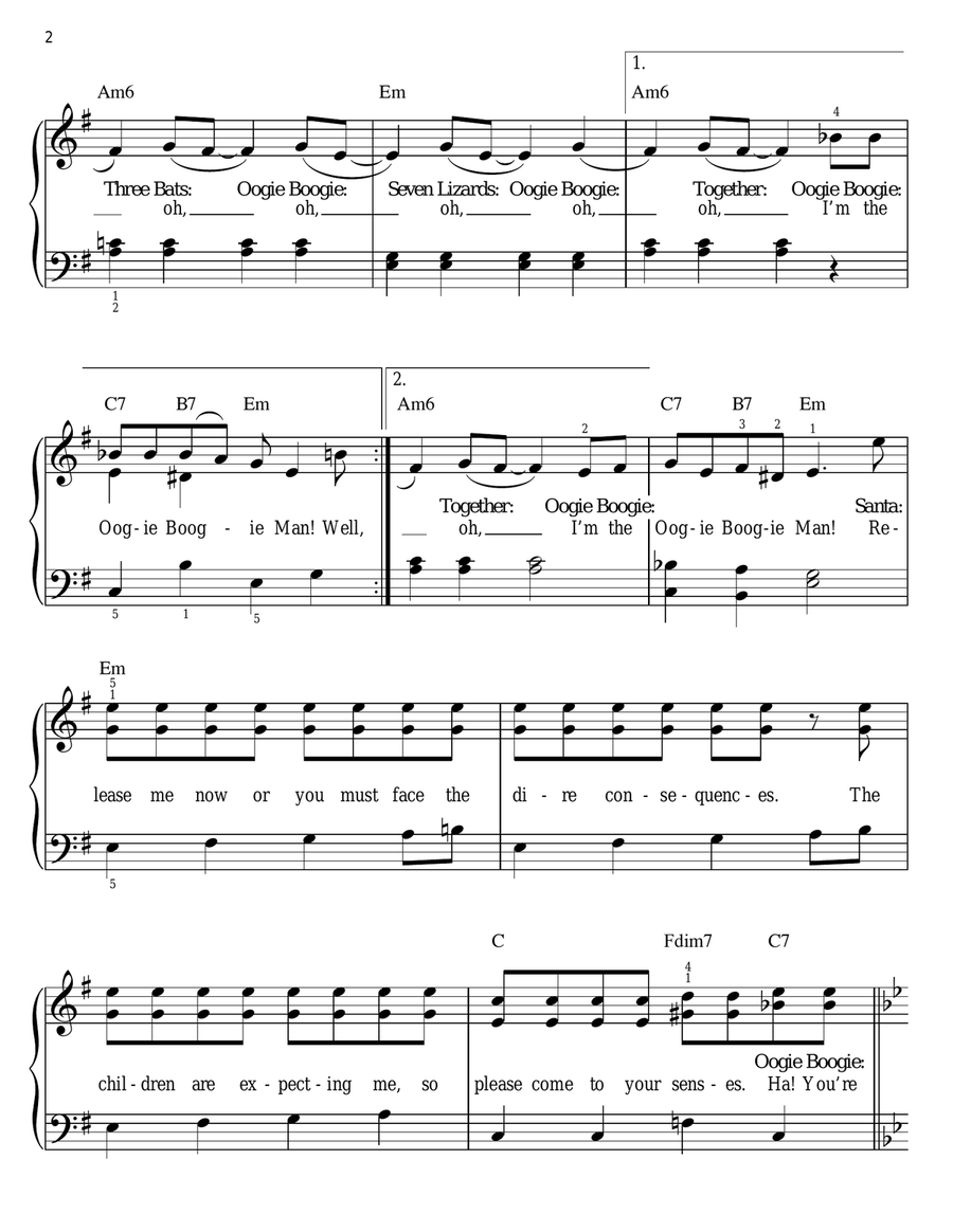 Oogie Boogie's Song (from The Nightmare Before Christmas) Easy Piano scores gallery preview page 2