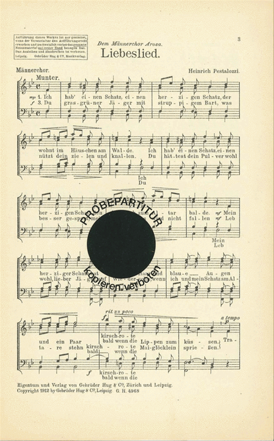 Liebeslied Men's Choir scores gallery preview page 1