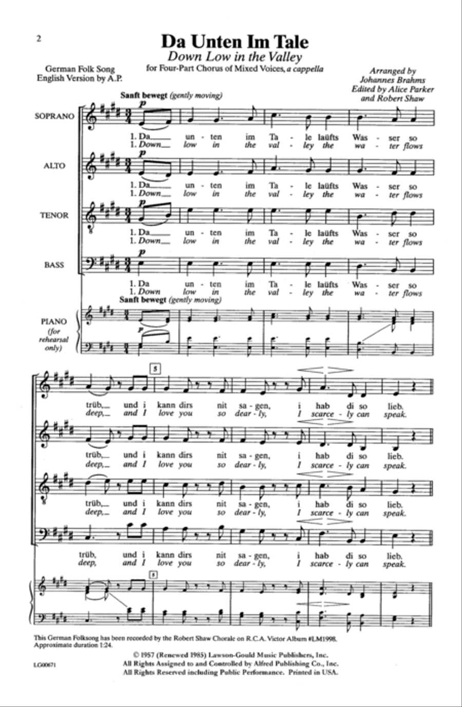 Da Unten Im Tale / In Stiller Nacht 4-Part scores gallery preview page 2